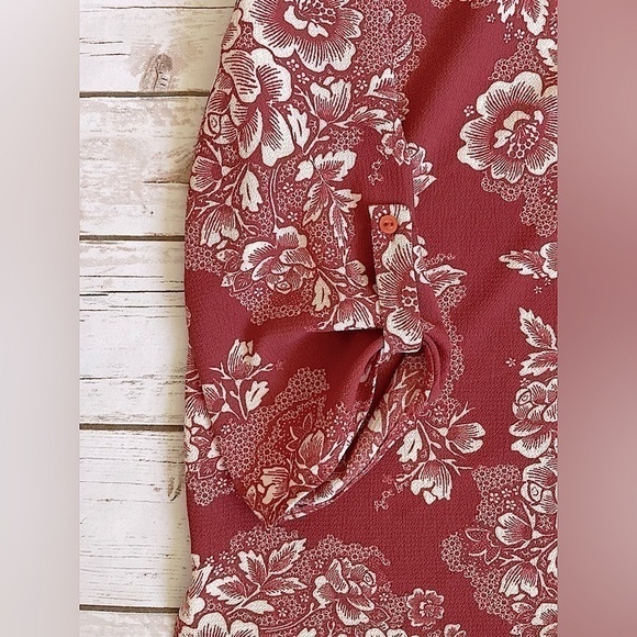 Pink Rose Floral 3/4 Sleeve Blouse - Picture 4 of 10